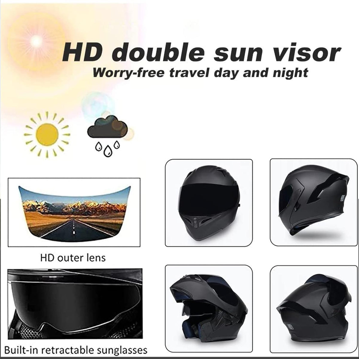 Full Face Flip Up Modular Dual Visor Motorcycle Helmet U136