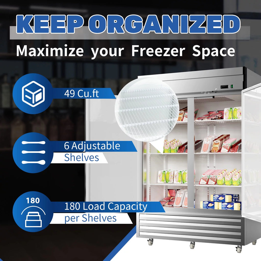 54 Cu.Ft 2-Door Stainless Steel Reach-in Commercial Refrigerator W116