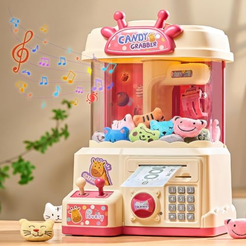 Mini Claw Machine with Music & Lights, 10 Dolls and Game Coins M761