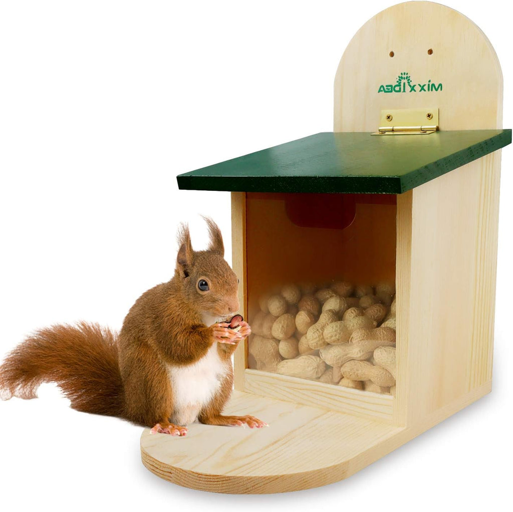 Wooden Squirrel Feeder Box with Umbrella I927