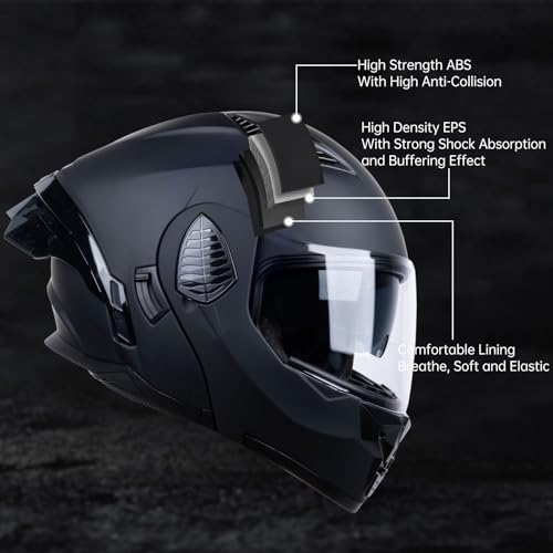 Matt Black Medium Full Face Modular Motorcycle Helmet S45428