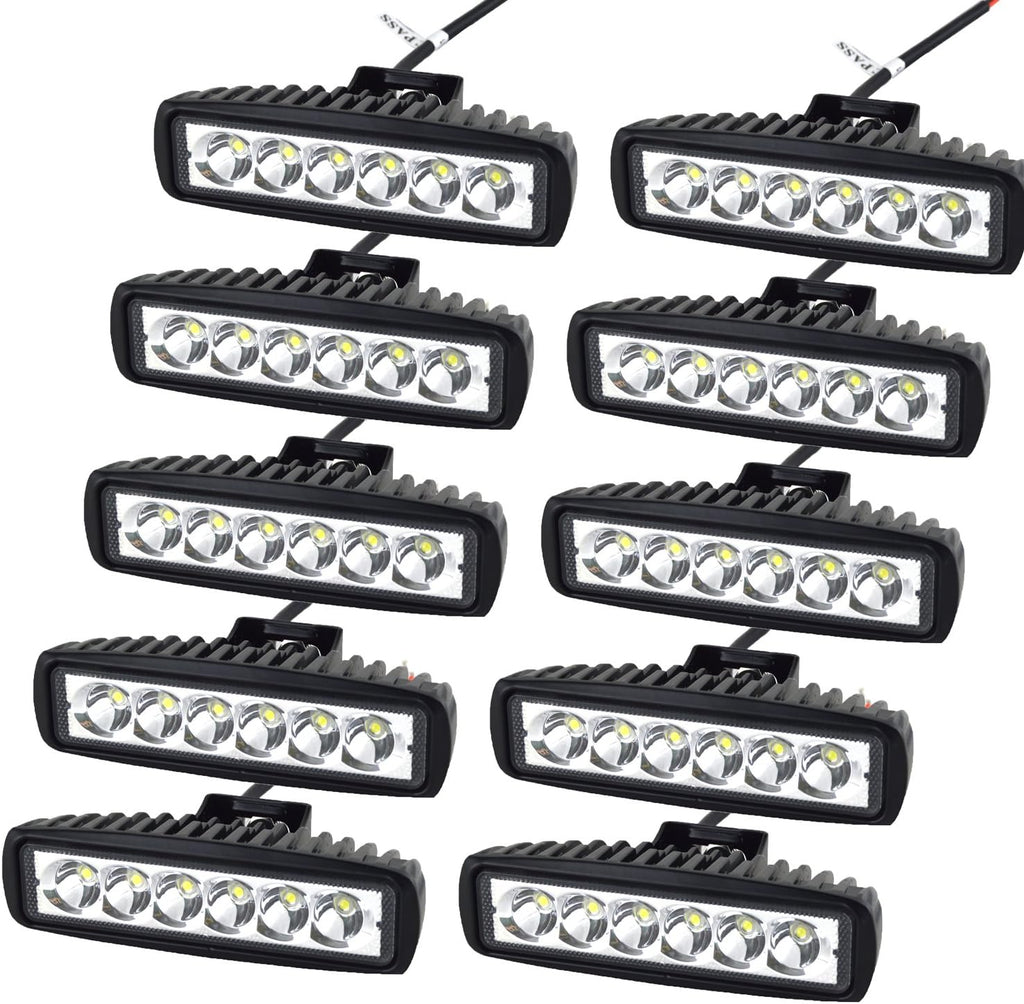 10 Pcs 4 inch 27W Flood LED Work Light Bar W133