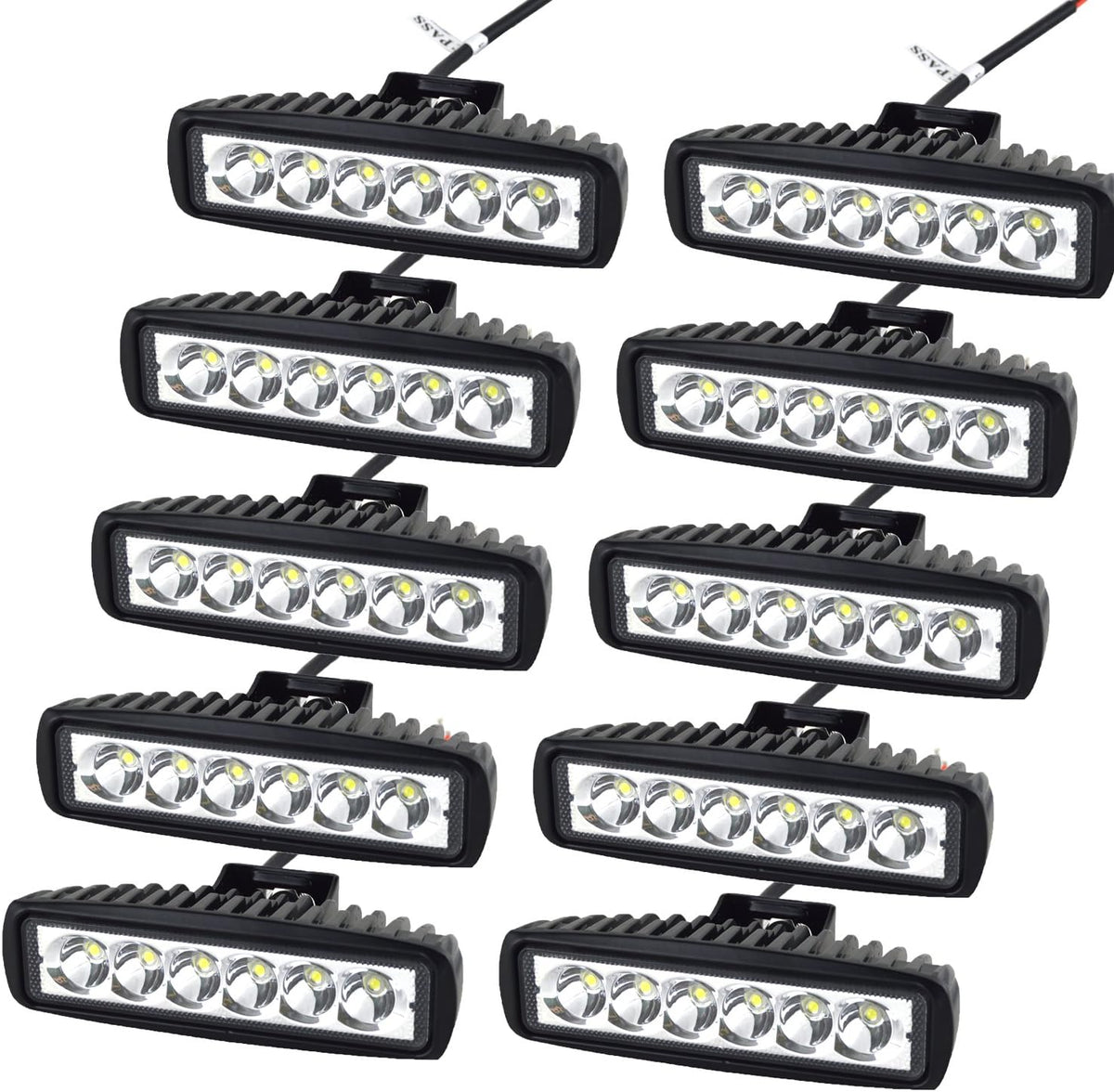 10 Pcs 4 inch 27W Flood LED Work Light Bar W133