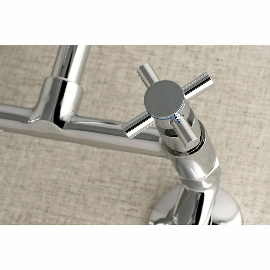 Brushed Nickel Adjustable Center Wall Mount Kitchen Faucet W47615