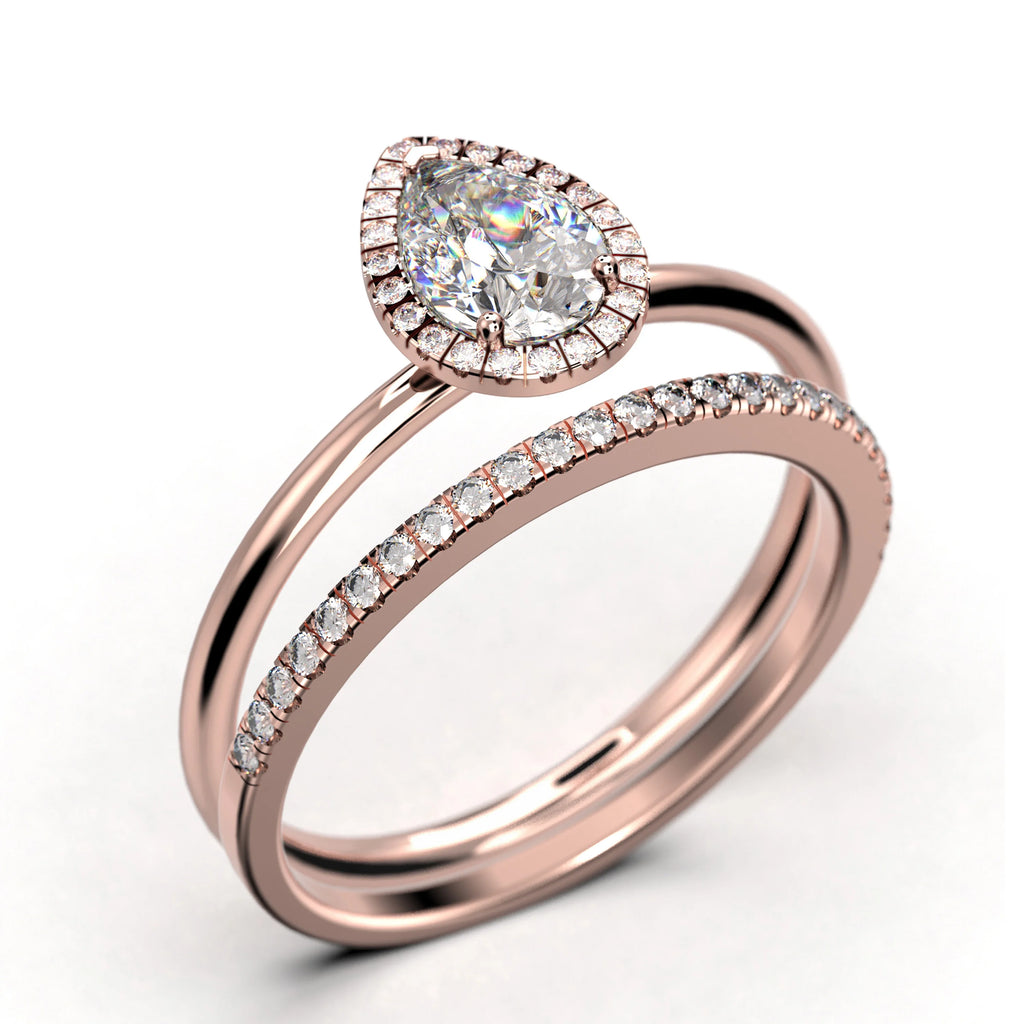 1.75 Carat Pear Cut Moissanite Engagement Ring in 925 Sterling Silver With 18k Rose Gold Plating I157906