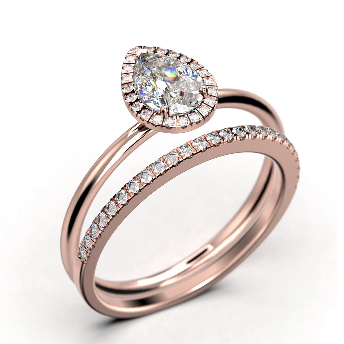 1.75 Carat Pear Cut Moissanite Engagement Ring in 925 Sterling Silver With 18k Rose Gold Plating I157906