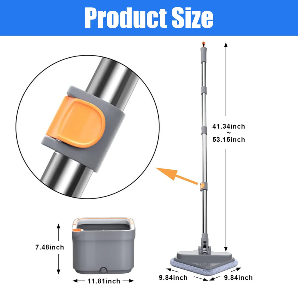 6 Packs Spin Mop and Bucket Set with Self Wringing 360° Rotating Square Mop-Head Q1667