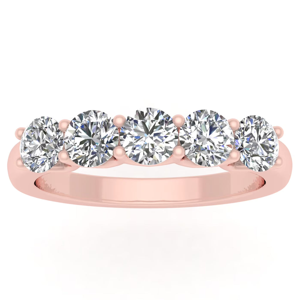 10k Rose Gold Diamond Five Stone Anniversary Band X24666