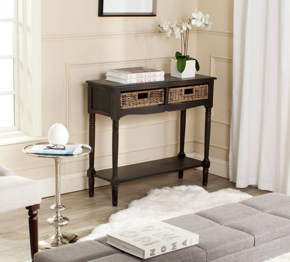 2 Drawer Washed Natural Pine Console D92893