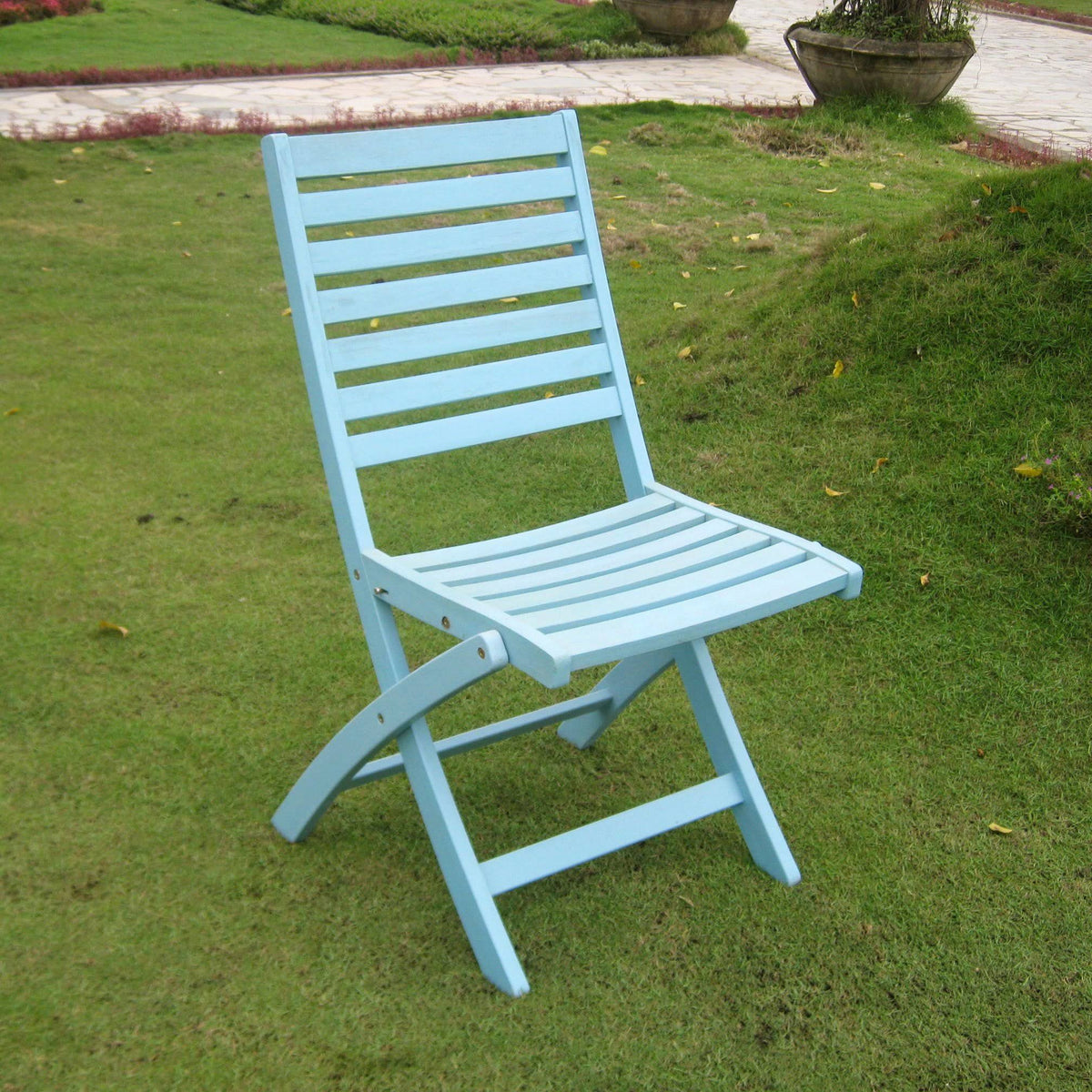 White Acacia Folding Patio Chair Set of 2 P609871