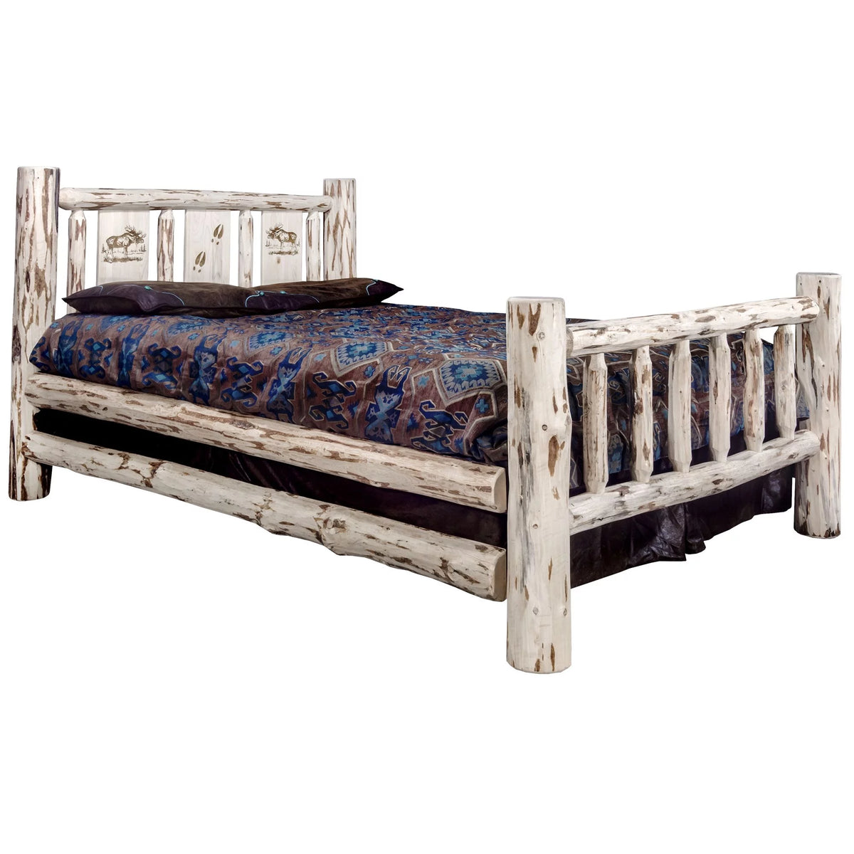 Laser Engraved Log Bed Natural Twin A9101