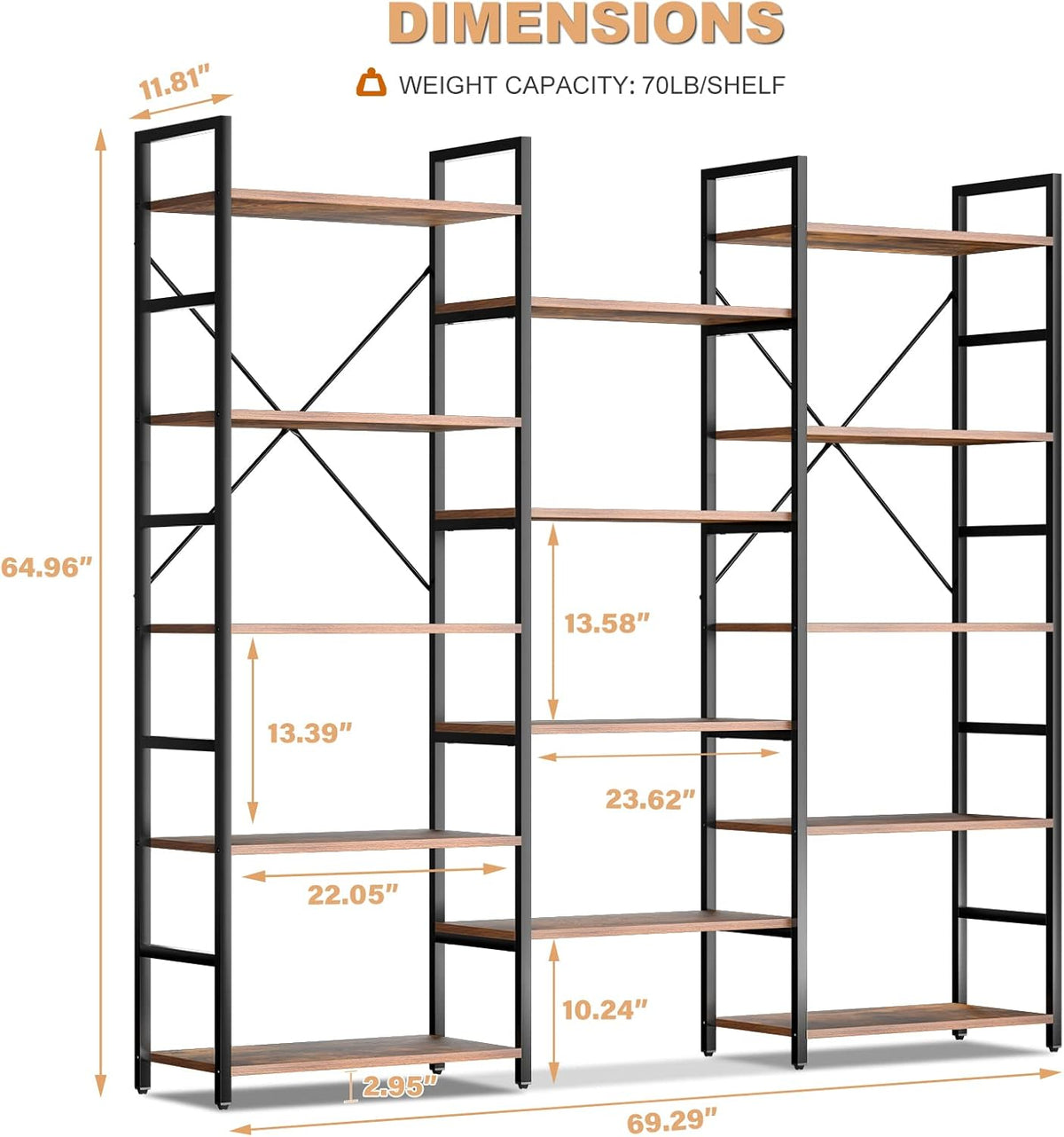 5-Shelf Wood Bookcase Y9209