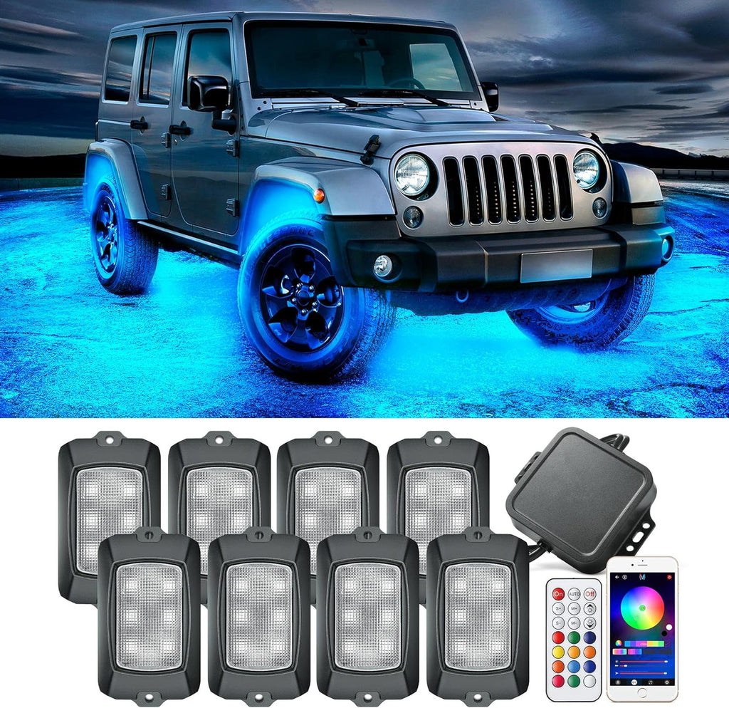 4 Pods Multicolor RGB LED Rock Lights Waterproof K821555