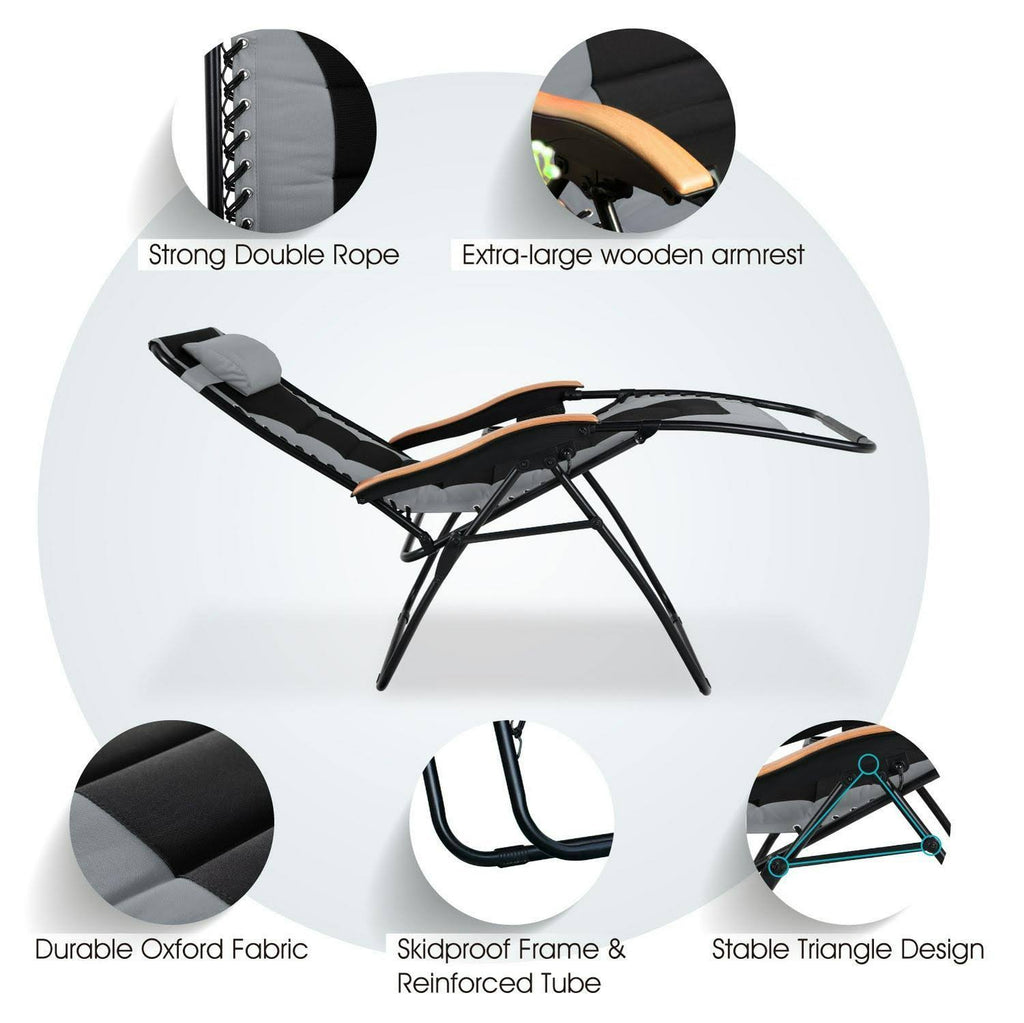 Set of 2 Oversized Padded Zero Gravity Chair, Grey G9593