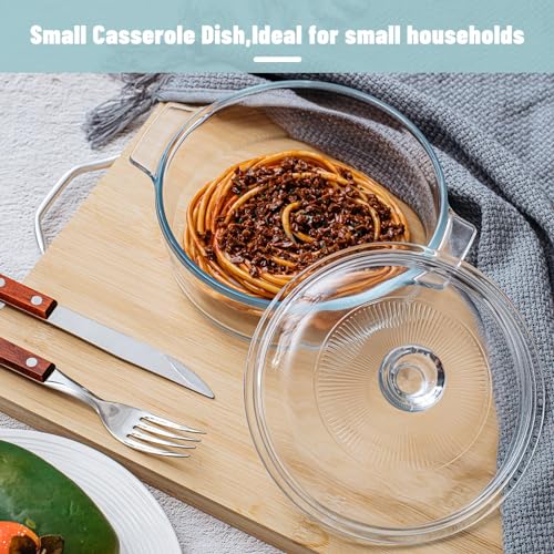 2 Pieces Glass Casserole Dish with Lid, Oven Safe (Square, 0.8L/ 1.5L) Q772248
