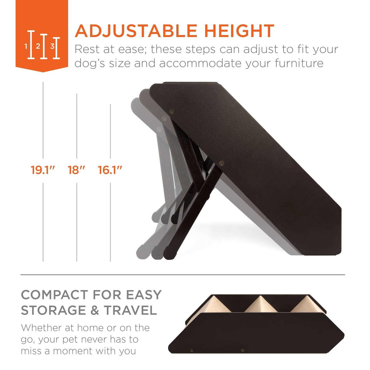 Foldable Adjustable Wooden Pet Stairs N1654