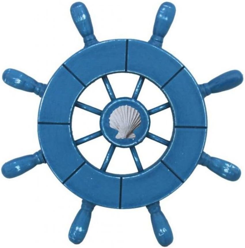 Rustic White Decorative Ship Wheel with Anchor 18 N3517