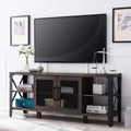 Large TV Stand with Metal Side X-Frame, Light Rustic Oak L3704