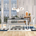 6 Piece Dining Table and Chair Set with 4 Upholstered Chairs and Bench R25084