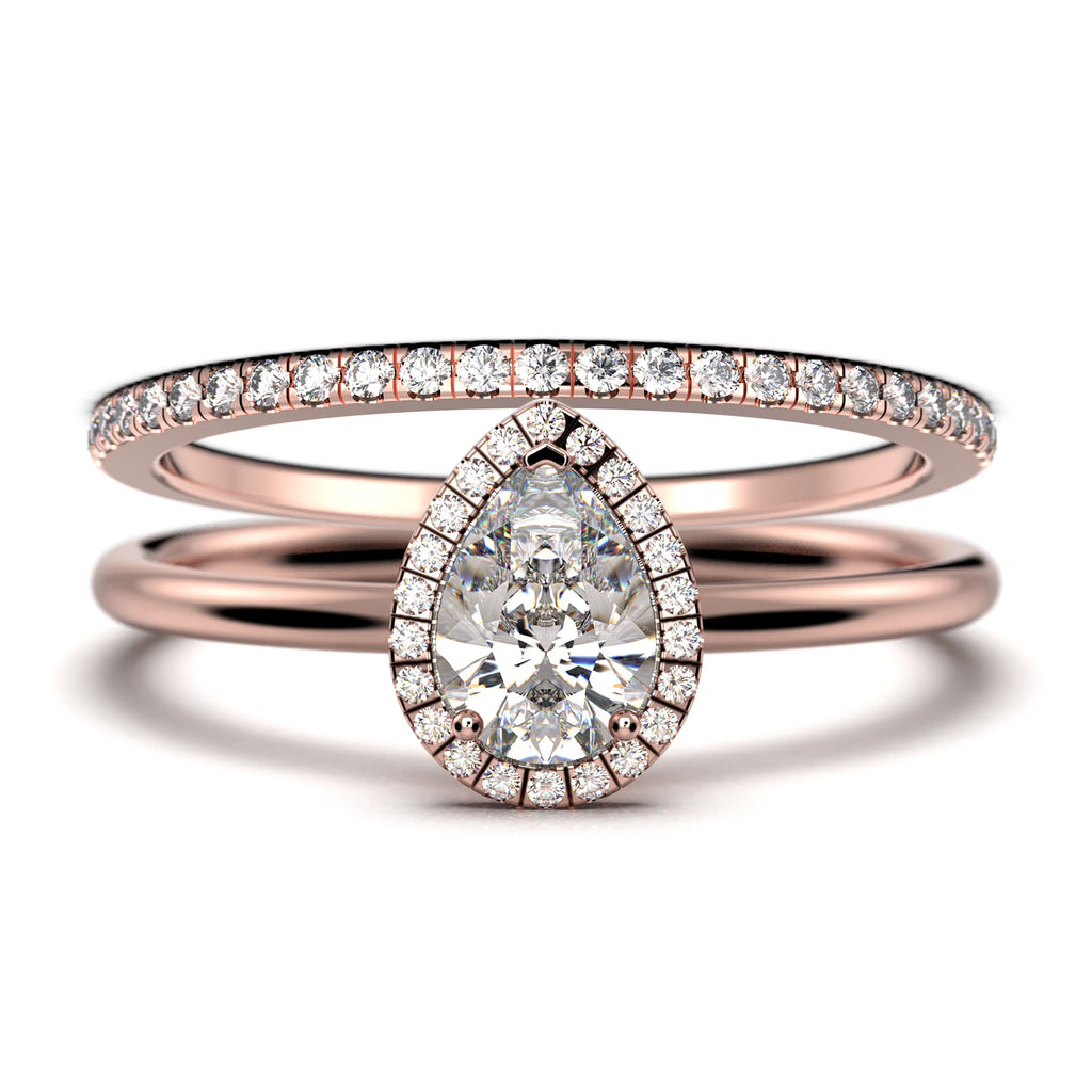 1.75 Carat Pear Cut Moissanite Engagement Ring in 925 Sterling Silver With 18k Rose Gold Plating I157906