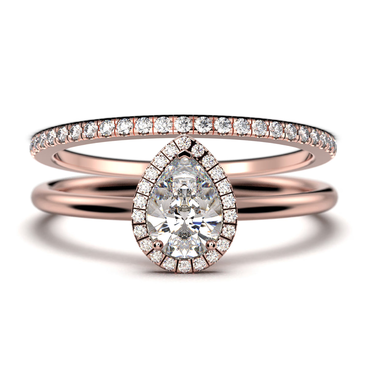 1.75 Carat Pear Cut Moissanite Engagement Ring in 925 Sterling Silver With 18k Rose Gold Plating I157906