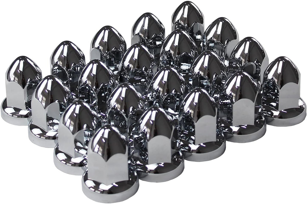ABS Chrome Plastic 33mm Push-on Bullet Flanged Lug Nut Covers Pack of 40 U2879