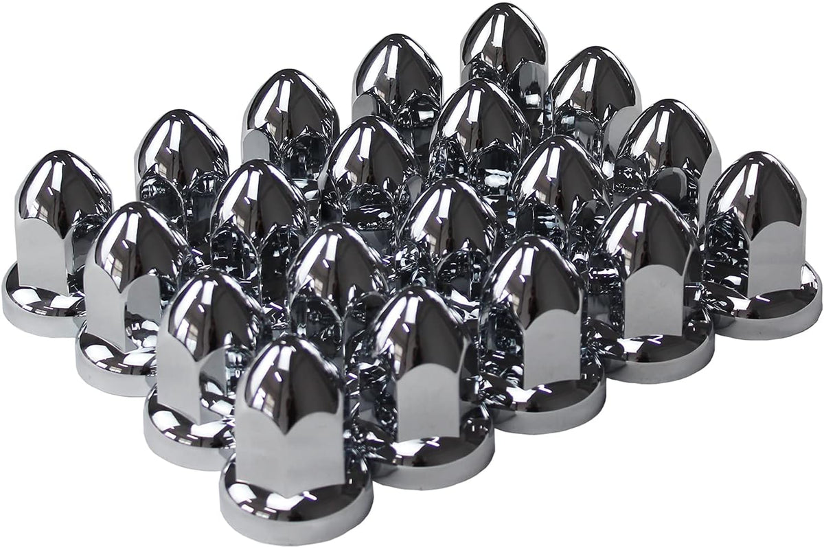 ABS Chrome Plastic 33mm Push-on Bullet Flanged Lug Nut Covers Pack of 40 U2879