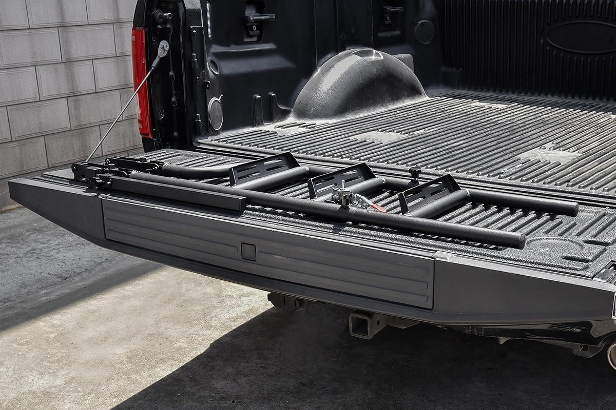 45" Foldable Pickup Truck Tailgate Ladder with Grab Handle, Heavy Duty Folding Tailgate Step Ladder I6647