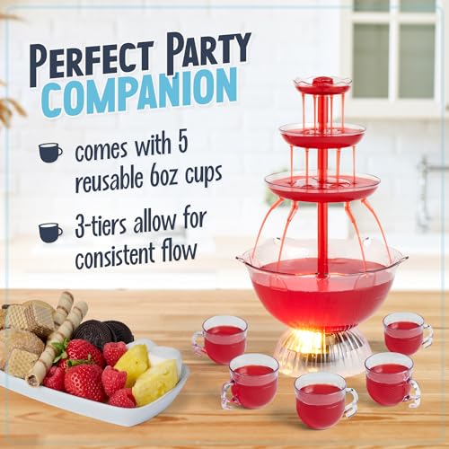 3-Tier Lighted Party Fountain, 1.5 Gallons, 8 Reusable Cups E55201
