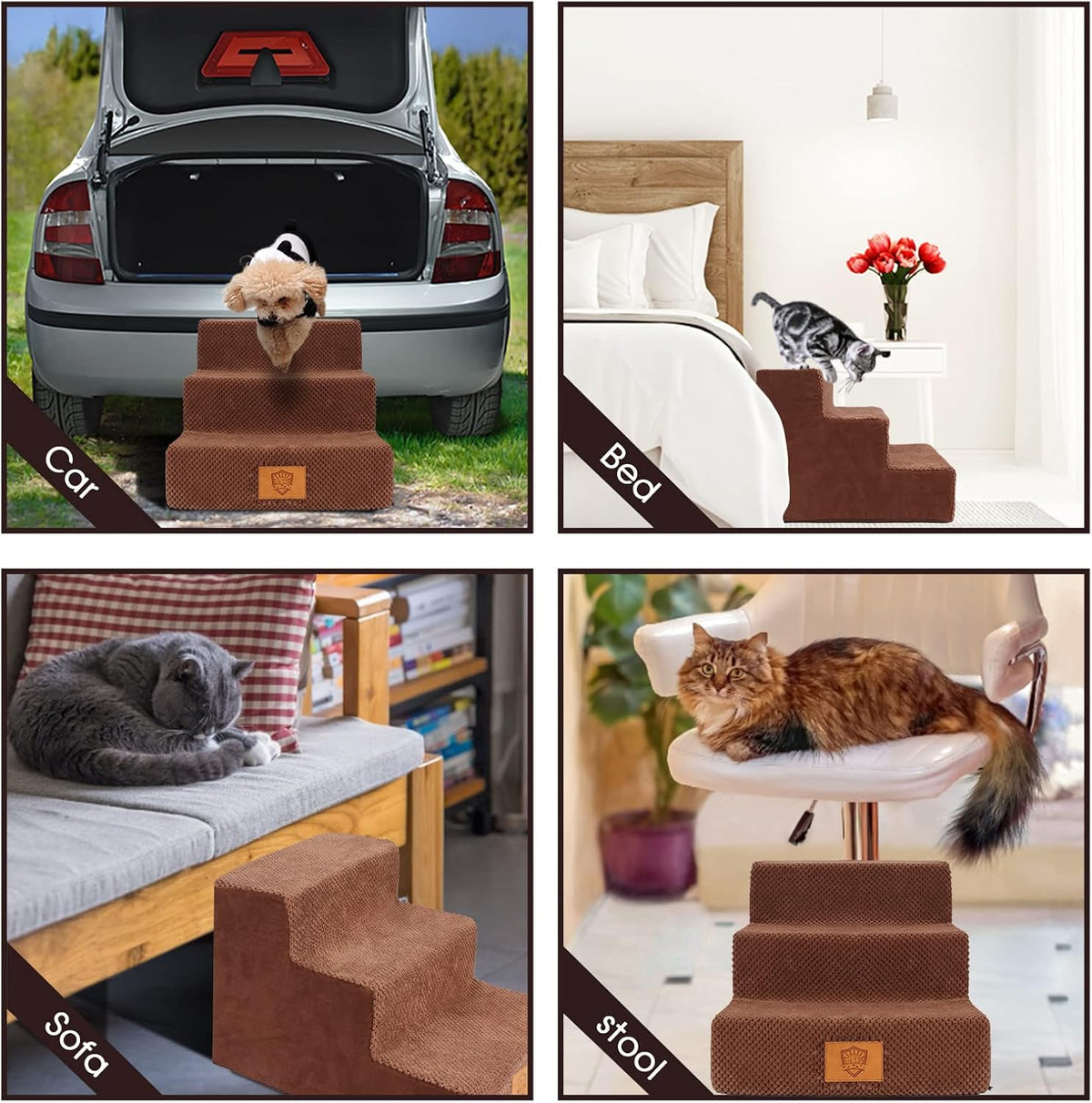 High Density Foam Pet Stairs with Anti-Slip Waterproof Cover, 11.8" H Q6612