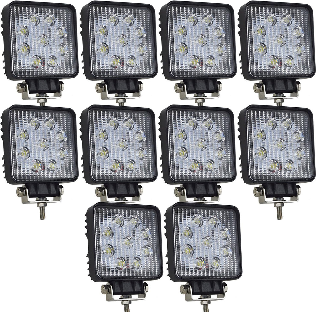 10 Pcs 4 inch 27W Flood LED Work Light Bar W133