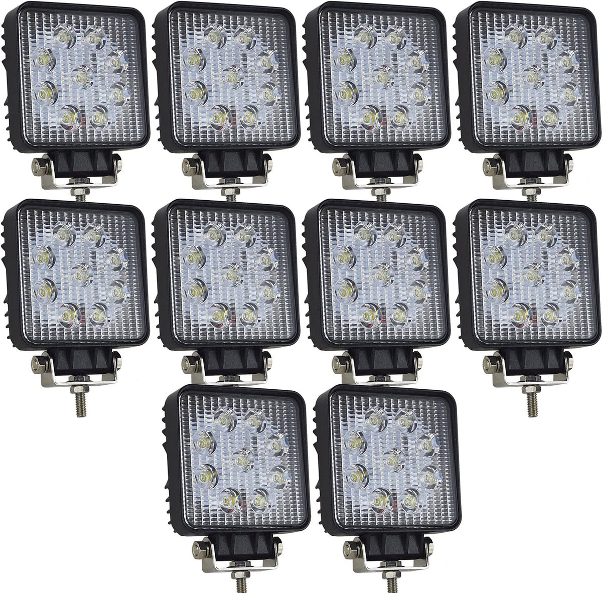 10 Pcs 4 inch 27W Flood LED Work Light Bar W133