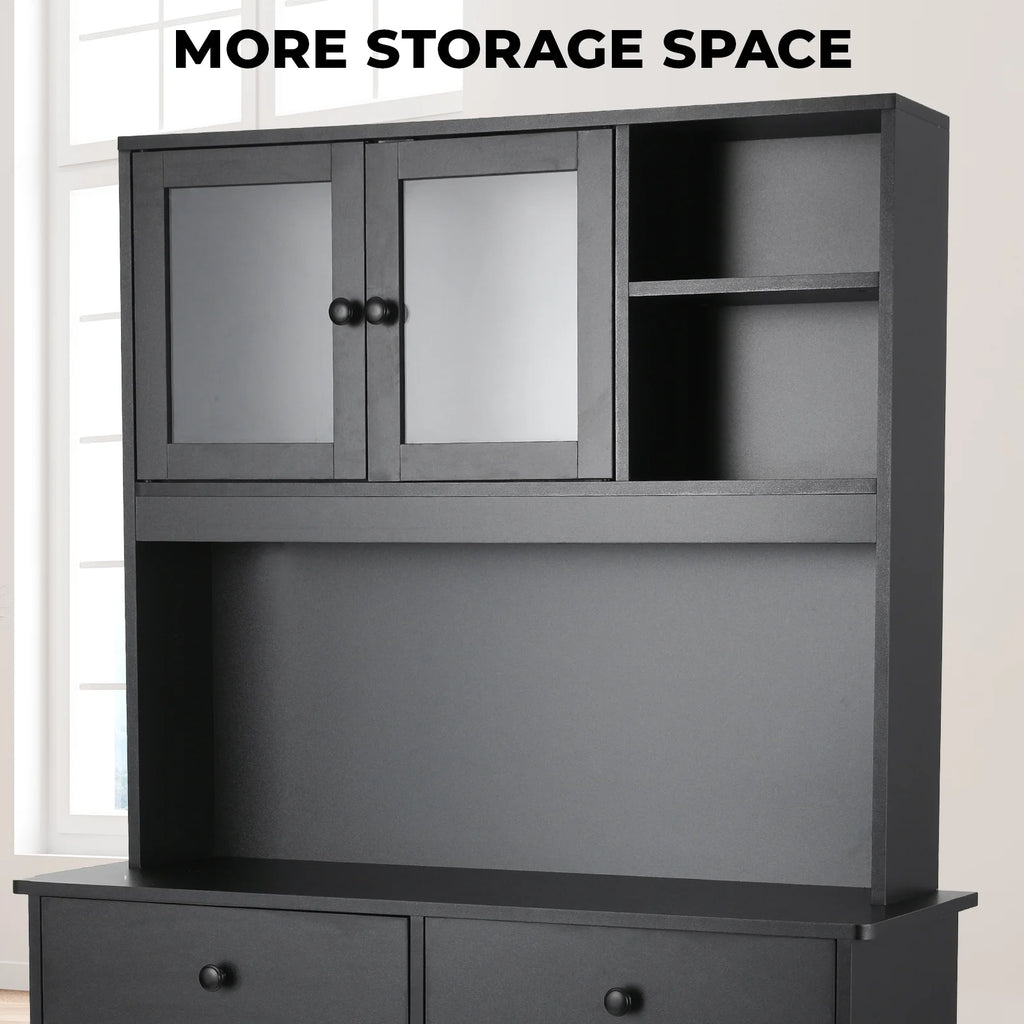 Wooden Double Tilt Out Trash Cabinet with Drawers, Shelves S48174
