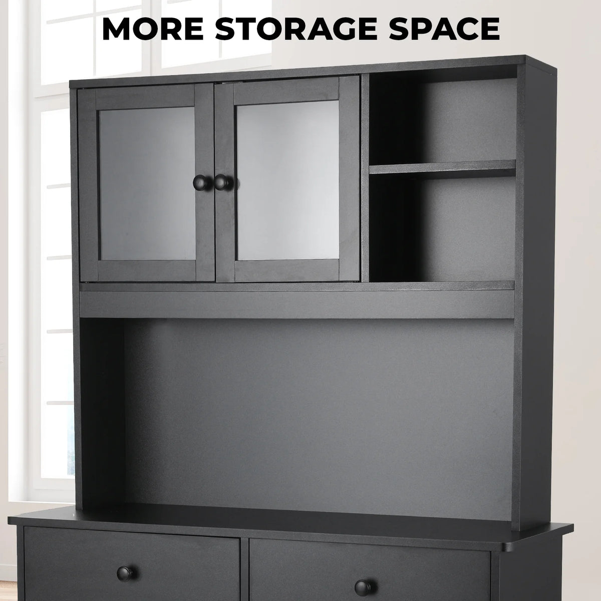 Wooden Double Tilt Out Trash Cabinet with Drawers, Shelves S48174