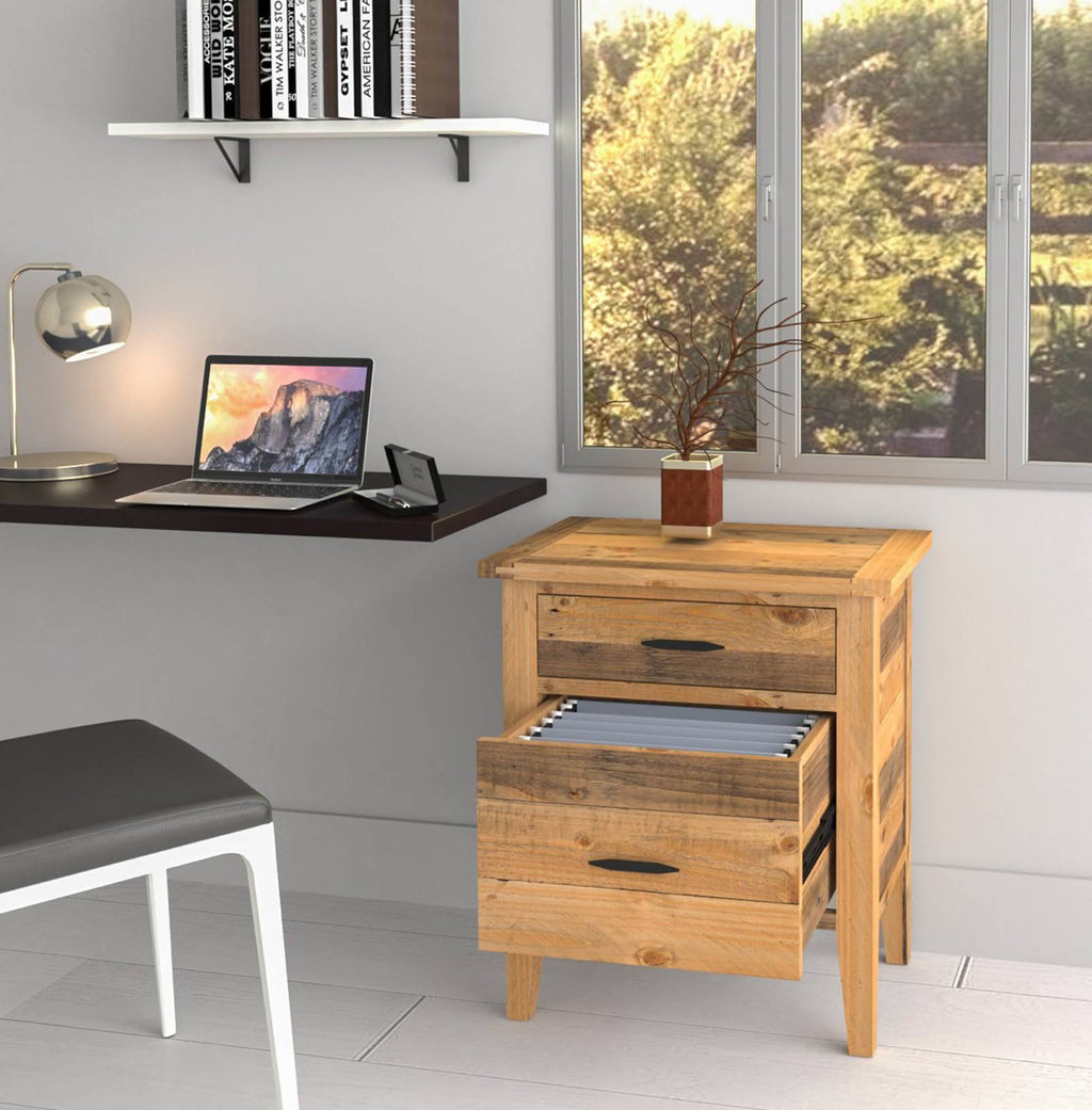 Reclaimed Wood Filing Cabinet with Two Drawers I493