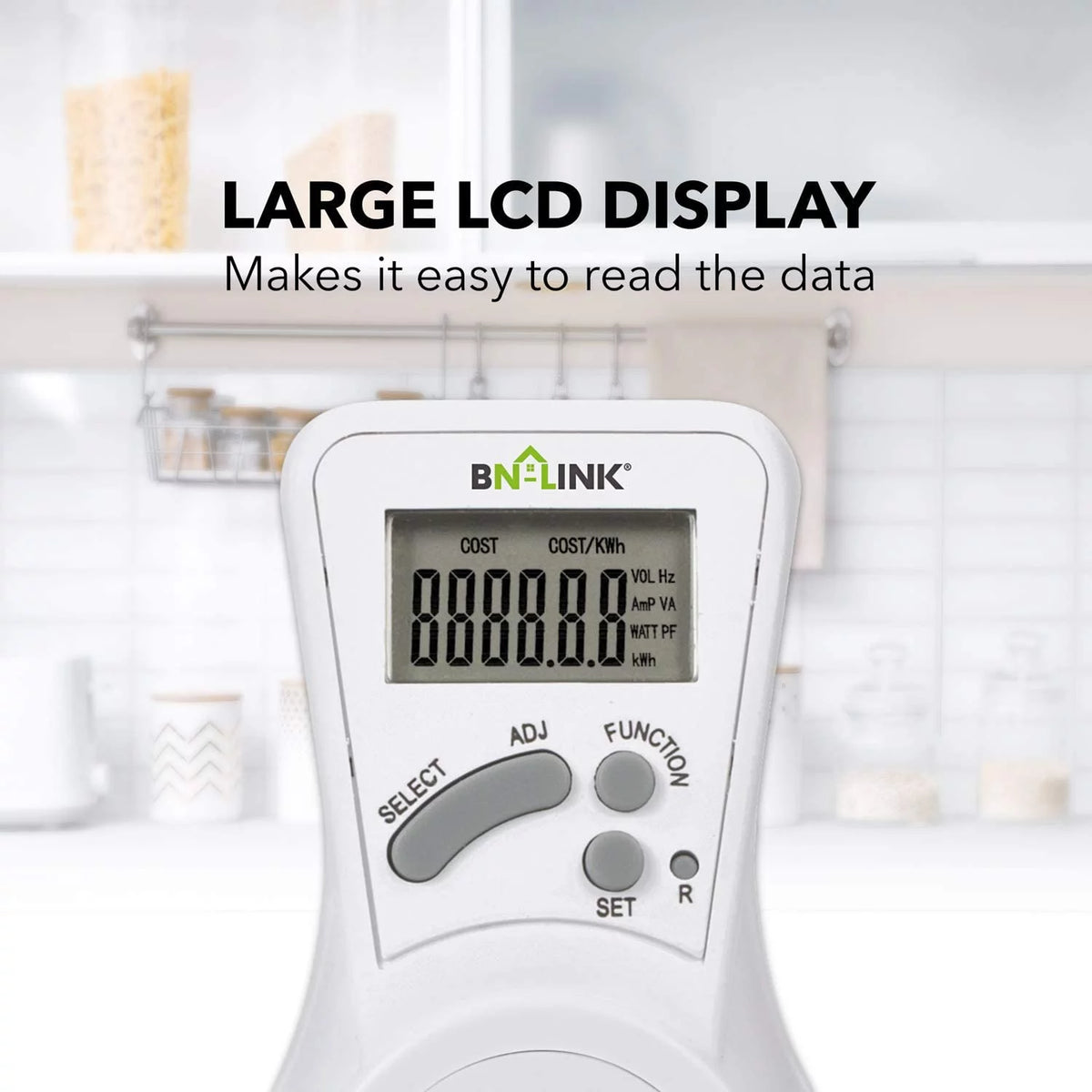 LCD Plug in Power Energy Meter Voltage Amps Electricity Usage Monitor W69110