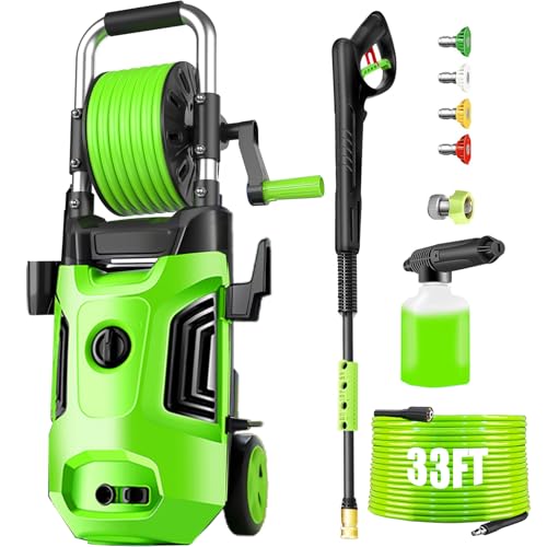 4800 PSI 4.0 GPM Electric Pressure Washer with 33ft Hose, 4 Nozzle and Foam Cannon, Blue I757176