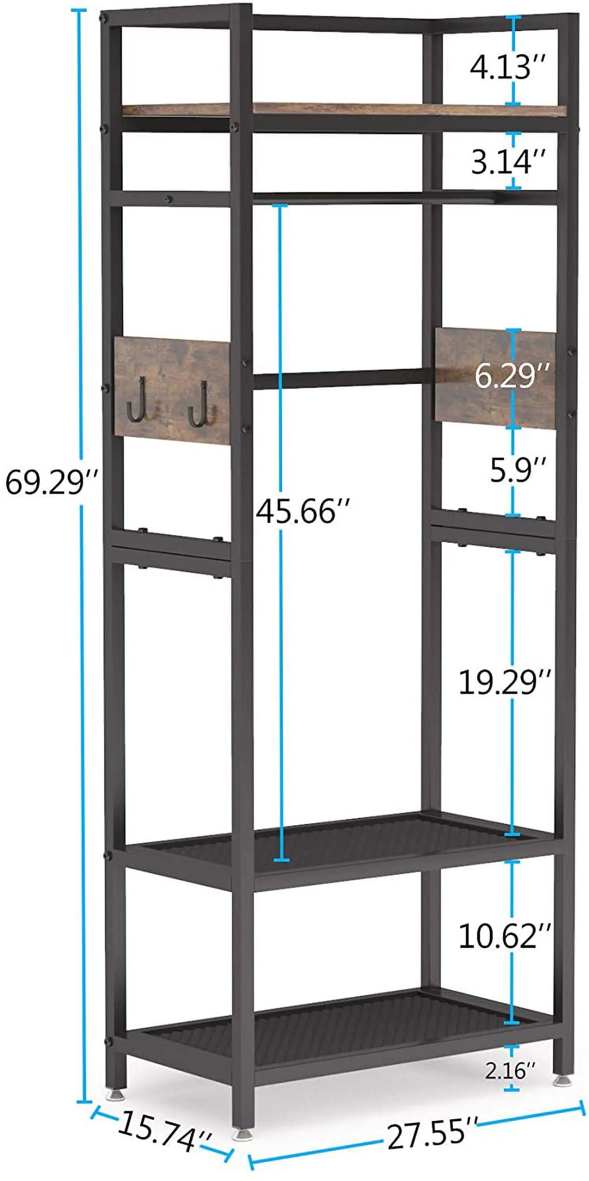 Small Heavy Duty Clothes Rack with Shelf and Hanging Rod S400120