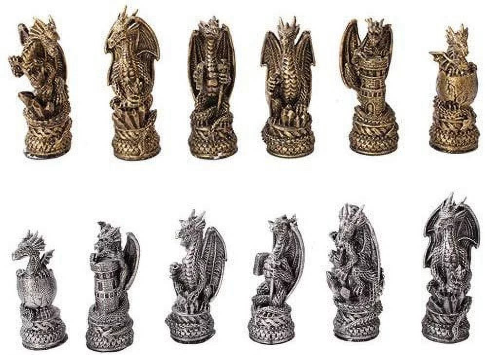 Resin Chess Pieces with Glass Board Set D24402