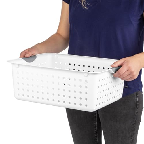 6-Pack White Plastic Storage Basket J156954