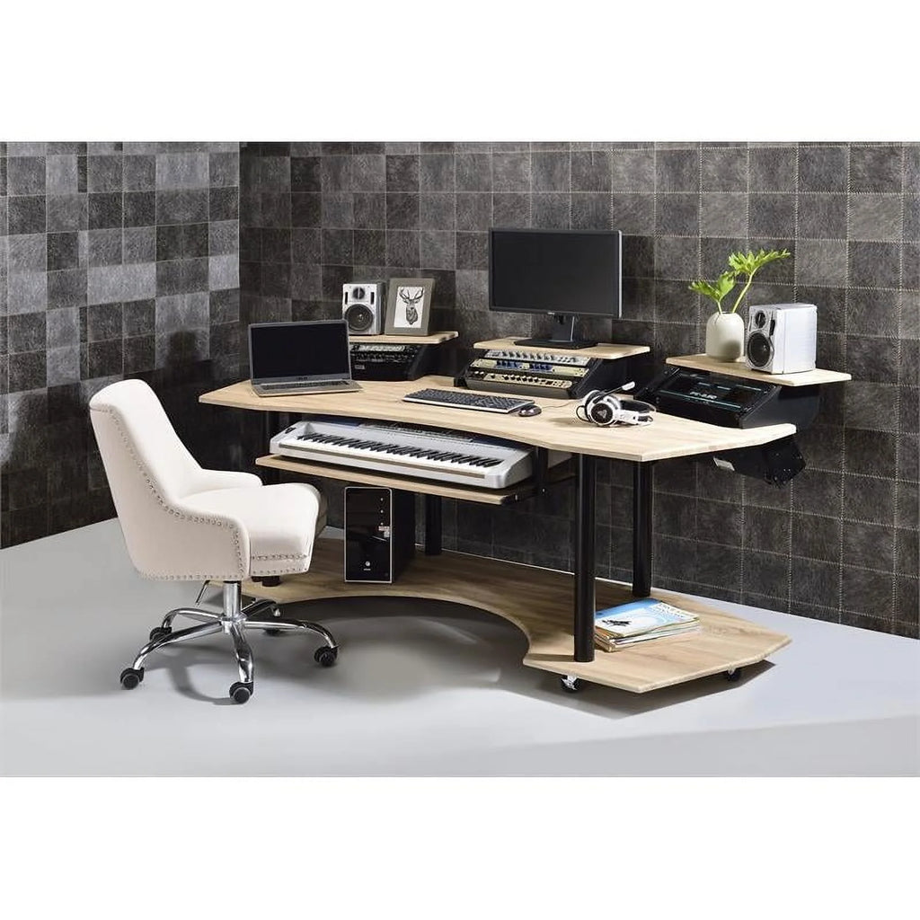 Contemporary Wood Music Recording Desk in Natural Oak R8360