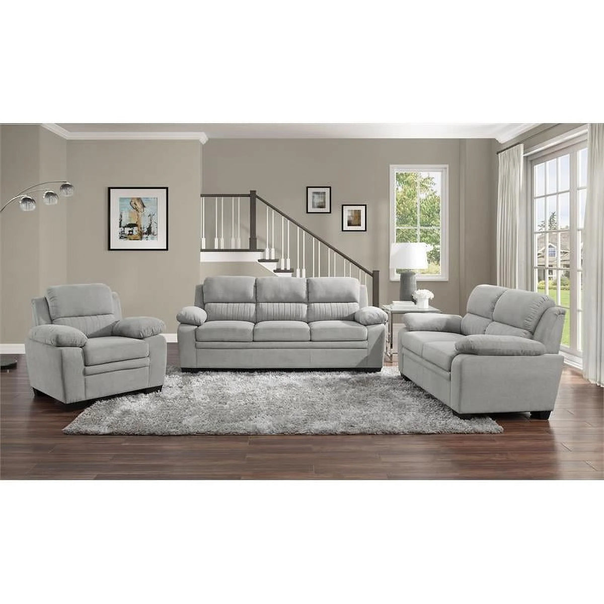 Light Gray Textured Fabric Sofa O20995