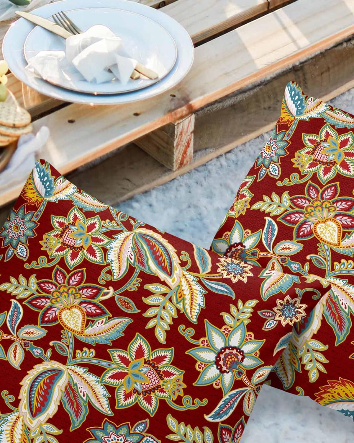 24x24in Set of 2 Polyester Paisley Pattern Throw Pillow Covers N791