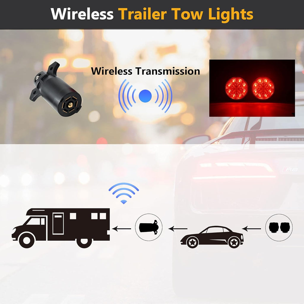 Magnetic Rechargeable Trailer LED Lights Kit with 7 Way RV Connector S930