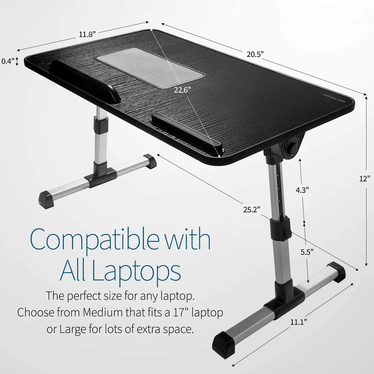 Adjustable Laptop Desk with Cooling Fan (Black) V675