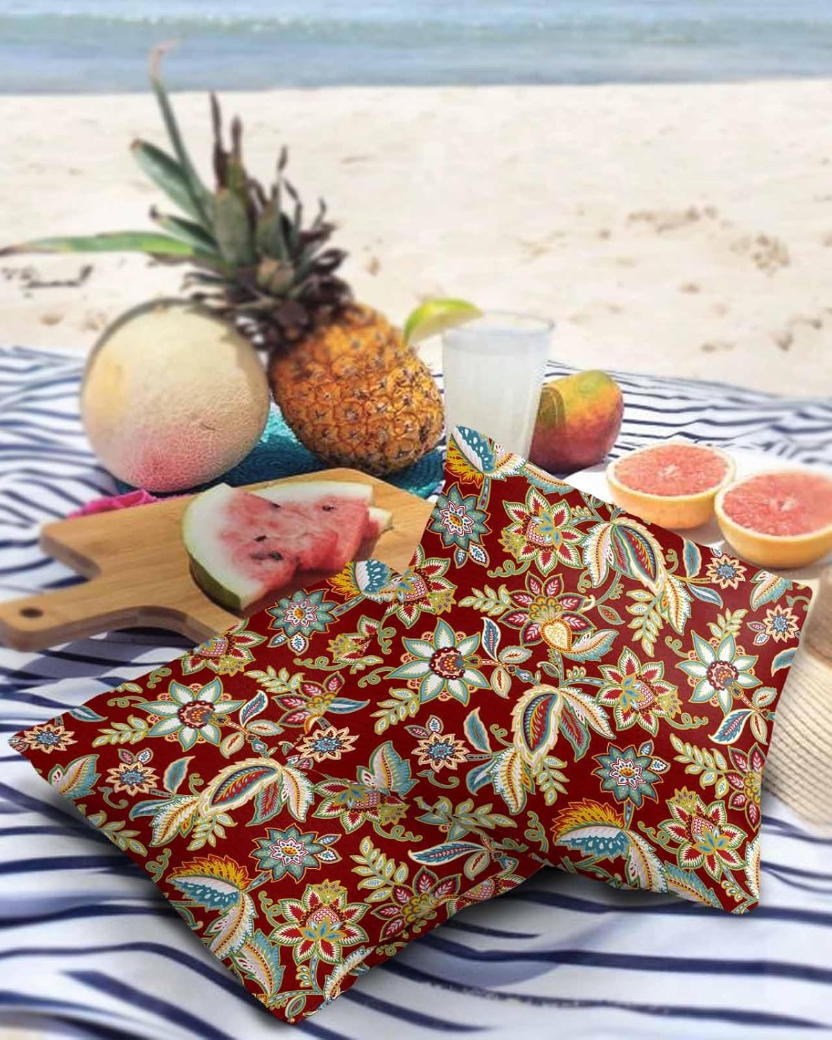 24x24in Set of 2 Polyester Paisley Pattern Throw Pillow Covers N791
