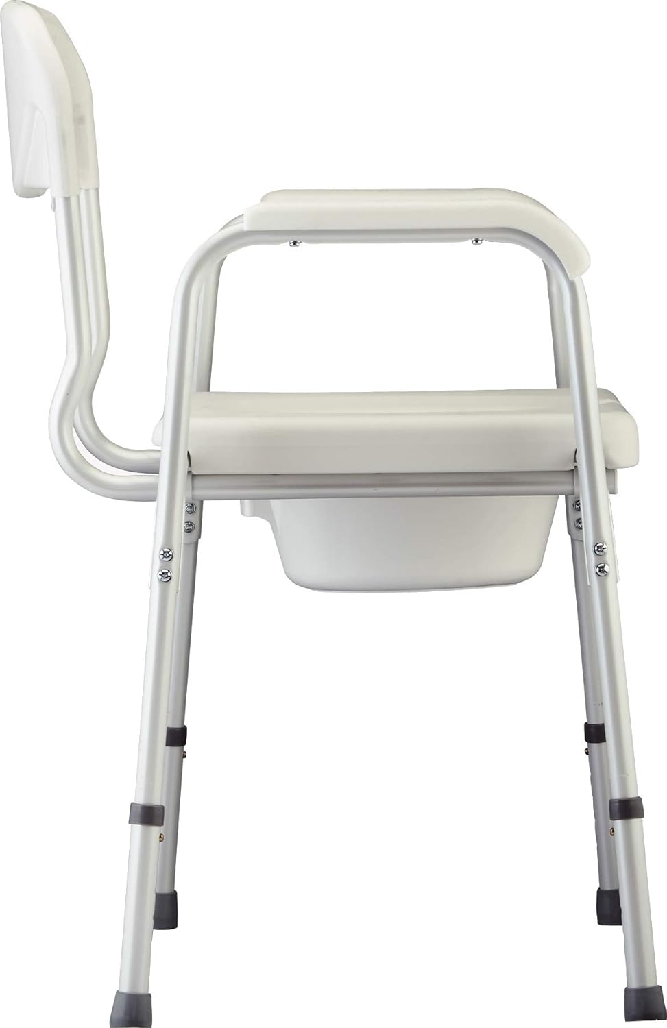 Heavy Duty Bedside Commode, Extra Wide Seat, White Y838849