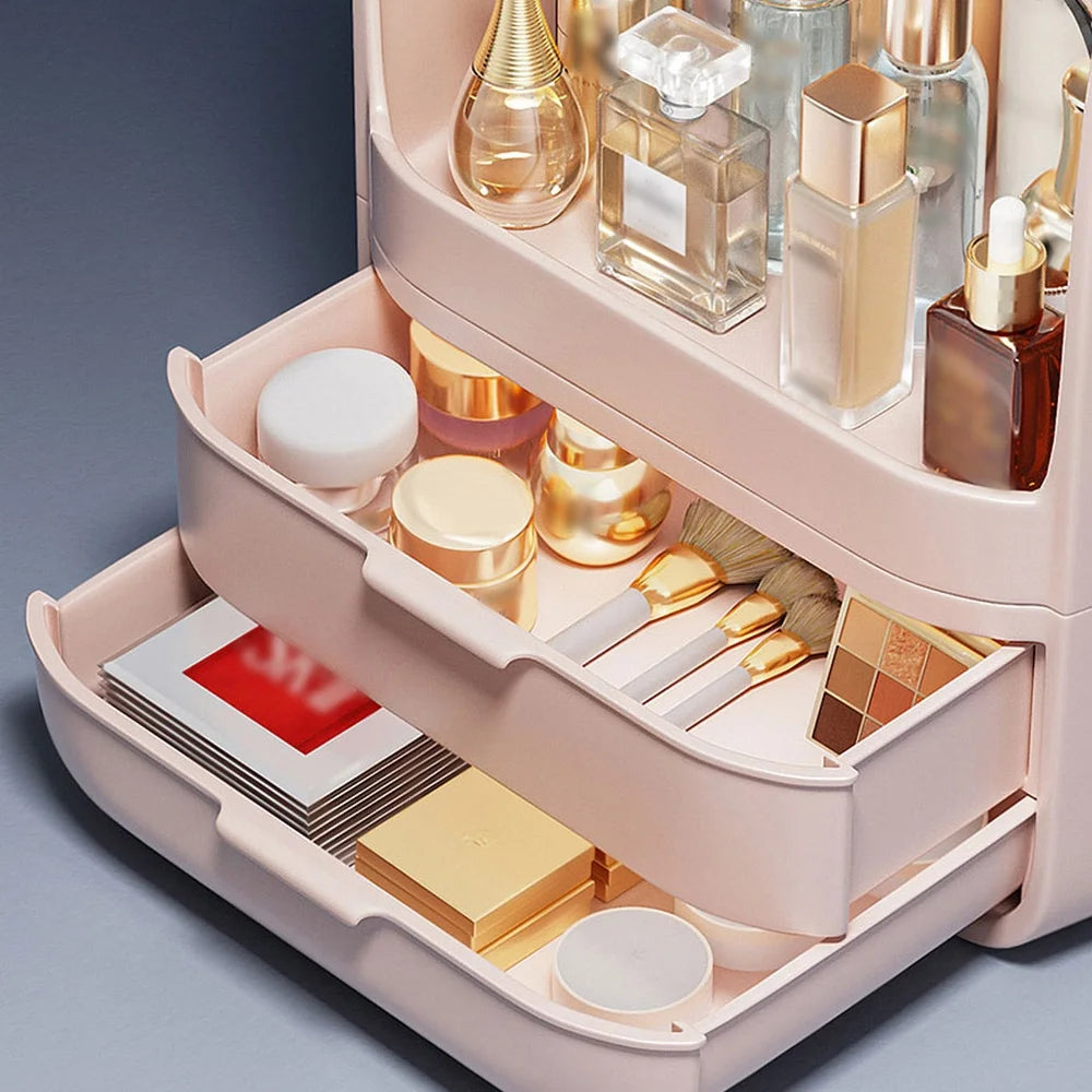 Pink Makeup Storage Box With Drawer H8742