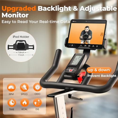 Magnetic Exercise Bike 350 lbs Weight Capacity Indoor Cycling Bike Stationary with Comfortable Seat Cushion Silent Belt Drive H2414