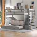 Twin Over Twin Wood Bunk Bed with Trundle and Staircase Z6325